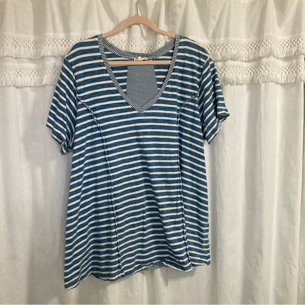 Jane and Delancey 100% cotton navy white striped casual lightweight top size 3X